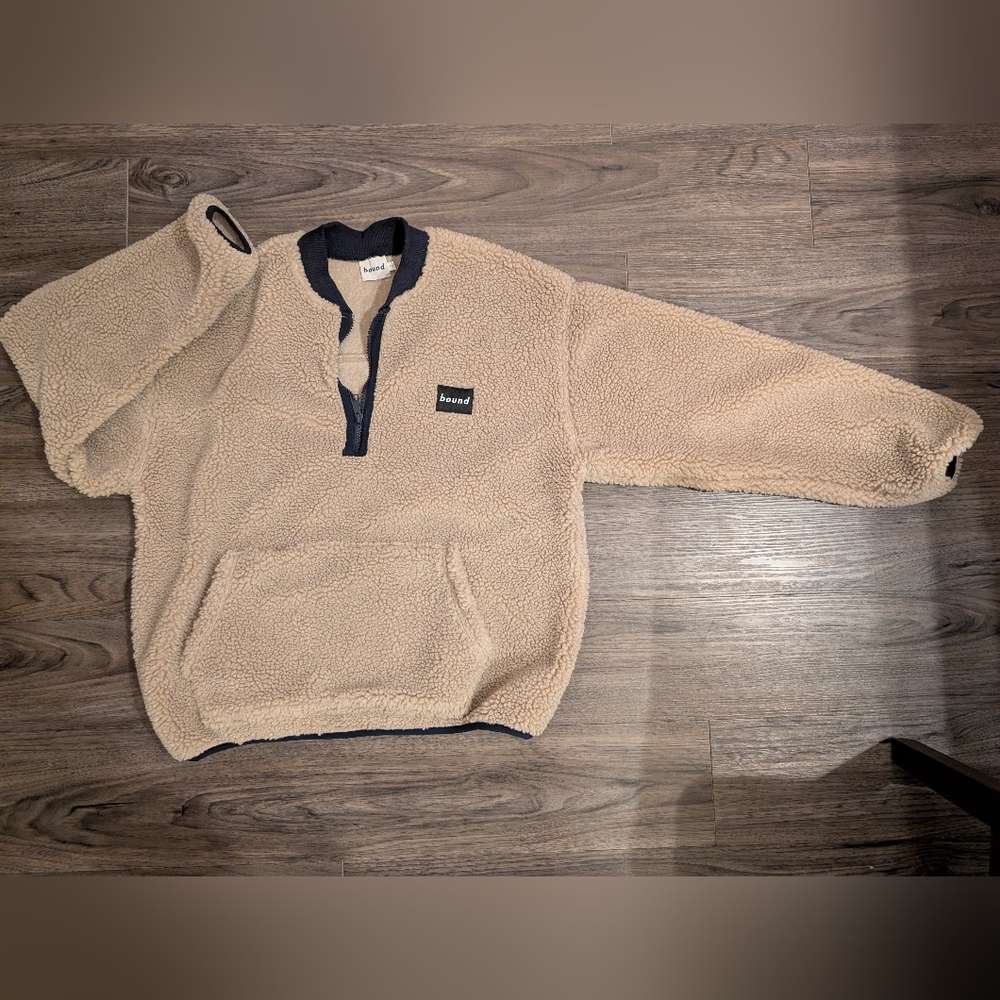 bound half zip fleece pullover